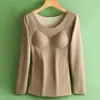 Ventas Directas de Fábrica Popular Transfronterizo Cuello Redondo Manga Larga Térmicos Íntimos Otoño e Invierno Terciopelo Alemán Sin Costuras Talla Grande Resistente al Frío Top Base