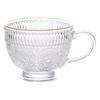 Estilo Ins Retro Vaso de Vidrio Embosado Desayuno Avena Leche Taza Girasol Oro Vidrio Transparente Asa Vaso de Agua