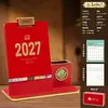 Índice para Archivador de Hojas Sueltas Soporte de Madera Portabolígrafos Calendario de Escritorio 2027 Logo Personalizado Adorno de Negocios Calendario Personalizado Publicidad Corporativa
