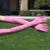 Exportación Transfronteriza Popular Guantes de Malla Fina Extendidos de 55 cm para Mujer Elásticos Protección Solar Moda Etiqueta Sexy Transparentes