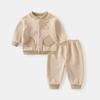 Roupas Quentes de Outono e Inverno para Bebês Veludo Grão Olímpico Fleece Espessado Forrado Fato Dividido Roupa Exterior Roupas de Outono para Bebês Roupas de Inverno Divididas para Homens e Mulheres