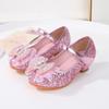Zapatos de tacón alto transfronterizos para niñas, nuevos modelos de otoño, zapatos de una sola pieza para niños, zapatos de princesa para niñas pequeñas, zapatos de cristal, zapatos brillantes para niños, zapatos de cuero