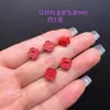 Accesorios de placa de la suerte de arena roja de alto contenido natural, linterna de flor de ciruelo cuadrada, pulsera de cinabrio, accesorios de bricolaje, cuentas de agujero recto