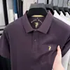 Camisa Polo de Algodão Puro com Logo de Pônei Camiseta Masculina de Manga Curta Verão Gola Bordada Casual Solta Camiseta Top Paul