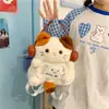 Novos Fones de Ouvido Fofos de Desenho Animado Mochila de Pelúcia Guaxinim Bolsa de Ombro Peluda Boneca Menina Gato Menina Doce Bolsa Pequena Transversal