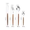 Acero Inoxidable 430 Imitación Mango de Madera Abrazadera Cuchillo y Tenedor Cuchara Cucharita Cucharita Tenedor para Té Cubiertos Domésticos Vajilla