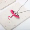 El más vendido en Europa y América, colgante de metal resistente de estilo vintage con diseño de pequeño dragón de dibujos animados que gotea aceite y diamantes, collar de pareja de animales