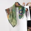 Pañuelo Cuadrado de Algodón Estilo Pintura al Óleo con Estampado de Arte Vintage, Pañuelo de Seda Decorativo Suave y Versátil, Nuevo Pañuelo de Cuello de Moda para Mujer