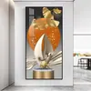 Pintura decorativa de entrada lujo ligero sala de estar pasillo pasillo pared de fondo colgante de pared mural de pared vertical pintura de porcelana de cristal de cristal