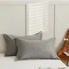 Funda de almohada de algodón cepillado lavado Par engrosado Color sólido Minimalista japonés Individual