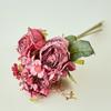 Flor de imitación con borde quemado, rosa para boda, atada a mano, respaldo de silla, flor falsa, mesa europea, rosa con borde tostado, flor falsa, venta al por mayor