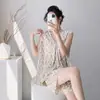 Nuevos Pijamas de Algodón y Seda para Mujer 2026, Conjunto de Chaleco sin Mangas de Color Sólido y Shorts de Verano, Ropa de Casa Holgada para Chica de Primavera y Otoño