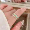 Anillo de Esmalte con Goteo de Aceite Vintage Estilo Nacional para Mujer Lujo Ligero Sentido de Alta Gama Iris Colorido Versión Ancha Anillo para Dedo Anillo Abierto Ajustable