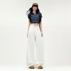 Jeans Laranja Infantil # Tencel Branco Fino de Perna Larga para Mulheres, Caimento Solto, Emagrecedor, Valoriza a Silhueta, Fluido, Respirável, Versátil, Calças Compridas.