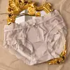 Ropa interior para mujer con encaje de empalme de seda helada, hueca transparente, transpirable, de cintura baja, con entrepierna de algodón puro, bragas