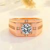 Anillo de diamantes clásico de alto carbono y alta simulación para hombre, imitación de moissanita chapado en oro, dominante, anillo de boda al por mayor