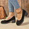 Sapatos femininos de camurça plus size europeus e americanos 2024 outono novo salto grosso bico redondo moda sapatos de salto alto fabricantes atacado