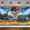 Tecido de Fundo para Aniversário Hot Wheels Suprimentos de Decoração para Festa de Aniversário Carro de Corrida Desenho Animado Hot Wheels Faixa de Aniversário para Fotos