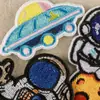 Etiqueta bordada por computadora, parche de astronauta de dibujos animados con forma de estrella, accesorios de ropa, insignia, pegatina bordada, cuenta manual, pegatina de tela autoadhesiva