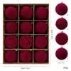 Bola de Navidad de terciopelo flocado de 8 cm en colores oscuros, Adorno colgante para árbol de Navidad, Bola colgante de terciopelo en stock