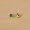 Pendientes Vintage de Circonita Verde Diseño de Nicho Femenino Pendientes Geométricos de Lujo Ligero Estilo Palacio Ins Pendientes de Moda para el Trabajo