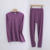 Ropa interior térmica para mujer de algodón puro para otoño e invierno, conjunto fino de tops y pantalones, conjunto de pijama para dormir