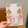 Tocados Hanfu Femeninos Guofeng Infantiles Cadena de Frente de Perla Mariposa Flor Horquilla para Niñas Súper Hada Dulce Horquilla con Borla