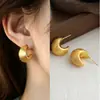 Textura cepillada mate Estilo de lujo ligero Artístico Retro Dorado Geométrico Sensación de alta gama Pendientes de la Fábrica de Joyería Yiwu