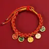 Pulseira do Deus da Riqueza de Cinco Vias do Xizang, Pulseira de Corda Colorida, Pulseira de Corda Vermelha, Fio Colorido