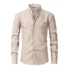 Camisa de negocios casual a rayas con bloques de color transfronterizos para hombre talla grande de manga larga, camisa de hombre de alta gama