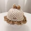 Chapéu de Bebê Primavera e Outono Coreano Floral Chapéu de Pescador Bebê Feminino Mês Pequeno Viagem À Prova de Vento Quente Outono e Inverno Chapéu Balde