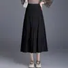 Nueva falda casual acampanada para mujer, moda otoño 2026, plisada, con volantes, de cintura alta, para ir al trabajo, línea A, midi