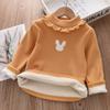 Camisa Base Forrada de Lã para Meninas Outono e Inverno Gola Falsa Infantil Camiseta de Manga Comprida Bebê Espessado Top Quente