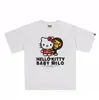 Camiseta de Manga Corta Holgada con Estampado de Letras Milo Estilo Nuevo Pe X Hellokitty25 para Hombre y Mujer 260g
