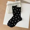 Calcetines con Volantes para Mujer, Calcetines de Media Pantorrilla para Primavera y Otoño, Estilo Delgado, Estilo Dulce Coreano Ins, Calcetines Holgados de Malla Transpirable con Lunares