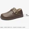Zapatos Birkenstock Cómodos de Suela Gruesa para Mujer, Zapatos de Piel con Forro de Lana, Nuevos Zapatos Peludos Cálidos de Invierno 2025, Mocasines de Suela Suave