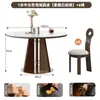 2026 Nuevo Estilo Vintage Sala de Estar Mesa de Comedor de Pizarra Mesa de Comedor Redonda de Diseño para el Hogar con Sillas