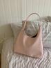 Bolso de gran capacidad nuevo simple rosa cuero suave tote bag bolso de hombro axila bolso mensajero para la escuela el trabajo
