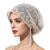 Artículo de Boutique de Alta Gama Encaje Bordado Floral Exquisito Borla Pañuelo para la Cabeza Sombrero Premium Hecho a Mano