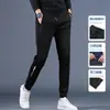 Calça de moletom masculina de corte reto, estilo primavera e outono, com bolsos com zíper, calça comprida casual, calça larga solta, calça esportiva jogger de outono