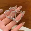 Pendientes de Corazón Multicapa de Aguja Plateada, Pendientes de Estilo Dulce y Fresco Personalizados para Chicas Populares, Pendientes Metálicos de Moda Estilo Coreano para Mujeres