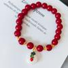 Pulseira Dragão do Zodíaco 2024 vermelho cinábrio homens e mulheres casal namoradas contas de cor natural contas da sorte ano de nascimento Pulseira Dragão de Jade