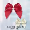 6 Cores 1 Pérola Laço de 3 Pontas 8D08Ee Flor de Decoração da Aposentadoria de Yao Ming Fita com Borda Prateada 26X25mm Flores para Roupas