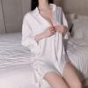 Deseo Solitario Camisa Estilo Novio Sexy Talla Grande Pijama Sexy Deseo Puro Mujeres Camisón Delgado Ropa de Casa Traje Largo Mujeres