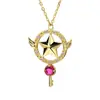 Colar Doce Pedra Preciosa Estilo Japonês Soft Girl Feminino Varinha Mágica Transformação Sakura Asas de Coração Completo Diamante Corrente para Clavícula Estudante