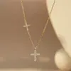 Colar Colar com Pingente de Cruz de Prata Esterlina 925 Mais Vendido da Amazon para Mulheres, Nova Corrente de Clavícula Exquisita Versátil Super Brilhante Incrustada com Diamantes