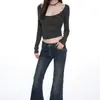 Nuevos Jeans para Mujer Otoño/Invierno 2026 Estilo Retro Americano Lavado Desgastado Tiro Bajo Ligeramente Elásticos Diseño de Remaches Ligeramente Sueltos