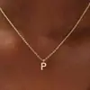 El Collar con Letra Más Vendido de Amazon con Diamantes, Exportación Personalizada Chapado en Cobre con Oro Real de 14K, Cadena para Clavícula, Regalo de Moda para Fiestas