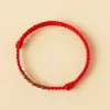Celebridade da Internet Estilo Étnico Madeira de Pessegueiro Bambu Trançado Corda Vermelha Pulseira para Homens e Mulheres em seu Ano Zodiacal para Prevenir Assombro e Boa Sorte Pulseira Protetora