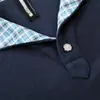 Camisa Polo de Hombre Parche Cuadros Falso Dos Piezas, Camiseta Casual de Manga Corta a la Moda de Verano Estilo Europeo y Americano con Sentido del Diseño
